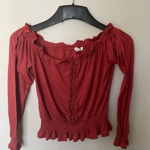 Cute blood orange top long sleeve